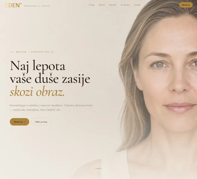Spletna stran klinike EDEN — primer izdelane spletne strani